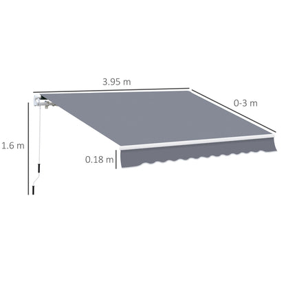 Manual Retractable Awning Size 4M X3M-Grey