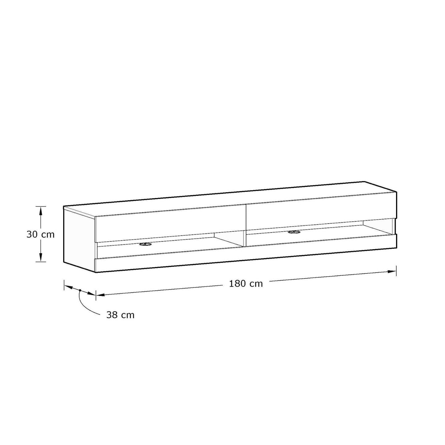 Leon TV Unit Grey 2 Shelves 2 Drawers