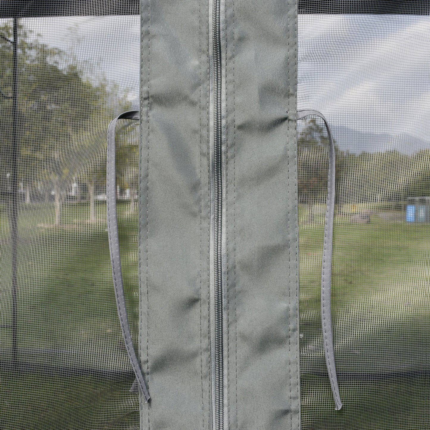 3 x 3(m) Garden Gazebo Double Top Gazebo Canopy w/ Curtains Grey Outsunny