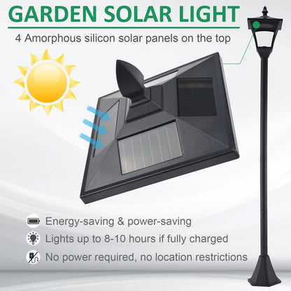 Outdoor Garden Solar Post Lamp Sensor Dimmable LED Lantern Bollard Pathway 1.6M Tall  Black