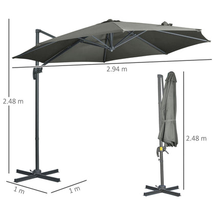 3m 360° Rotating Cantilever Parasol