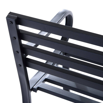 Stylish 2 Seater Metal Garden Porch Chair Bench Stable Patio Outdoor Park Metal Bench - Black