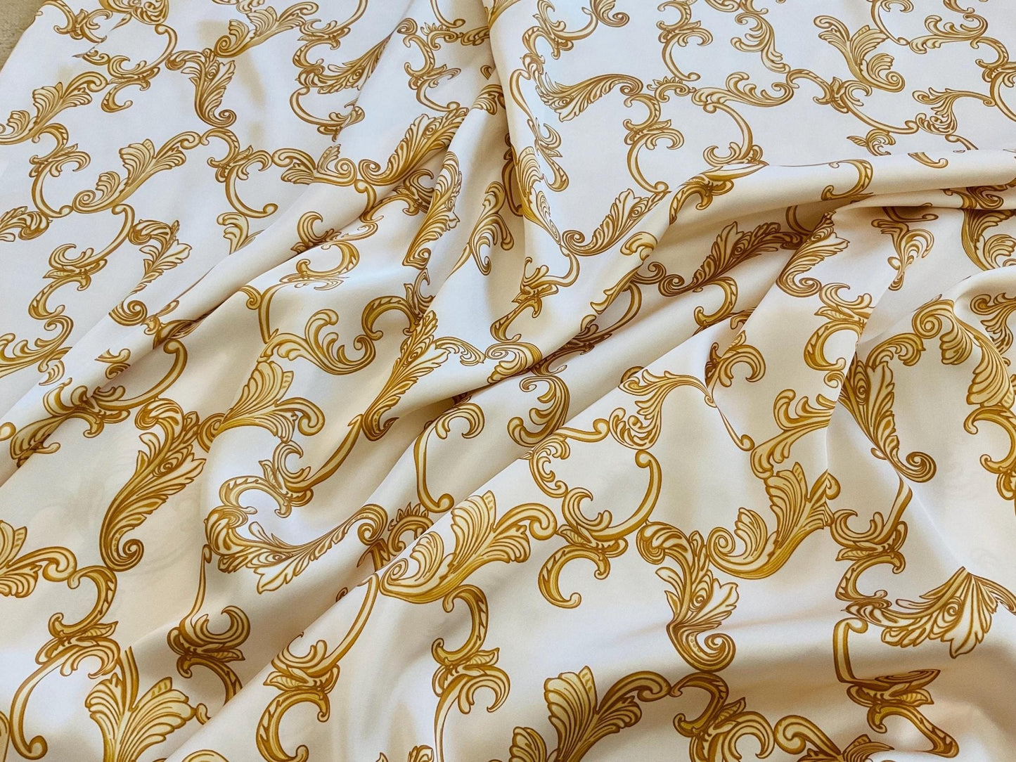 High-Quality Navy Blue Baroque Pattern Dresswear Fabric