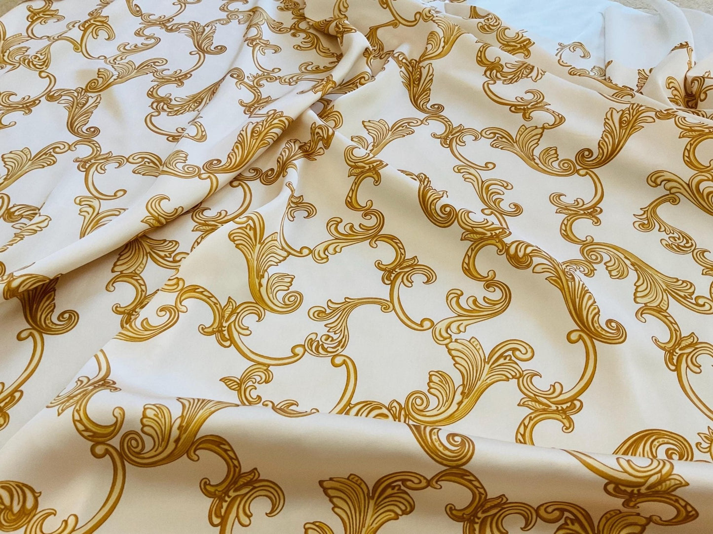 High-Quality Navy Blue Baroque Pattern Dresswear Fabric