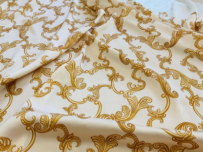 High-Quality Navy Blue Baroque Pattern Dresswear Fabric – Multiple Fabric Options, Sold by Metre