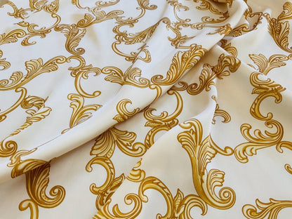 High-Quality Navy Blue Baroque Pattern Dresswear Fabric