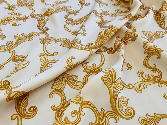 High-Quality Navy Blue Baroque Pattern Dresswear Fabric