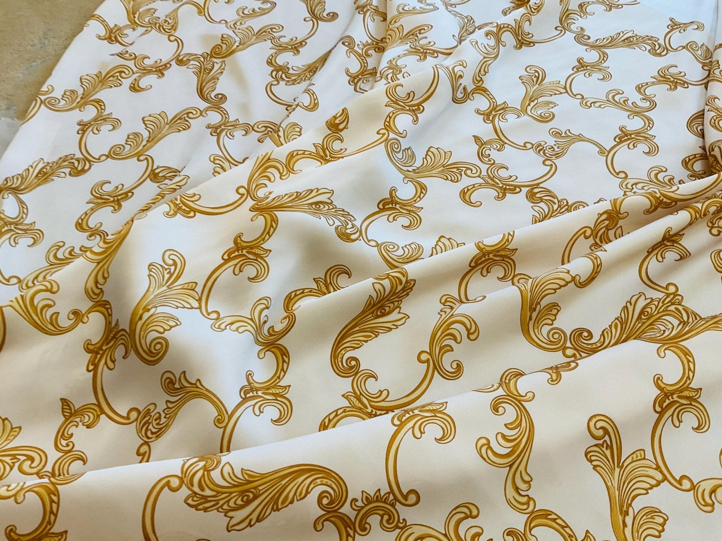 High-Quality Navy Blue Baroque Pattern Dresswear Fabric