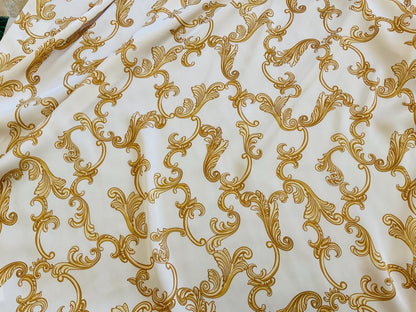 High-Quality Navy Blue Baroque Pattern Dresswear Fabric