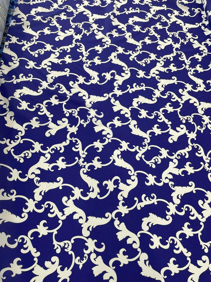 Baroque Navy Blue Fabric – Fabric by Metre, Multiple Options for Sewing & Dressmaking