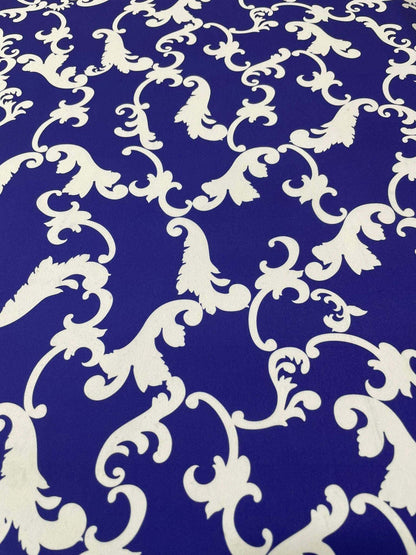 Baroque Navy Blue Fabric – Fabric by Metre, Multiple Options for Sewing & Dressmaking