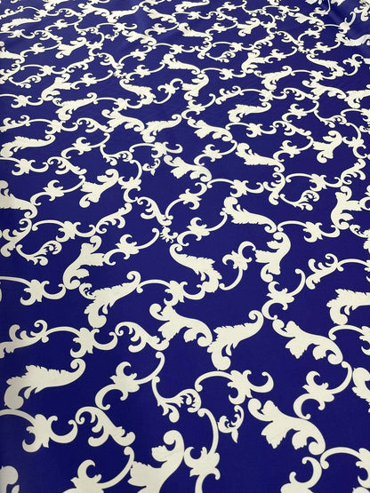 Baroque Navy Blue Fabric – Fabric by Metre, Multiple Options for Sewing & Dressmaking