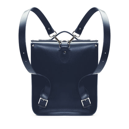 Handmade Leather City Backpack - Navy Blue