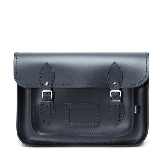 Handmade Leather Satchel - Navy Blue