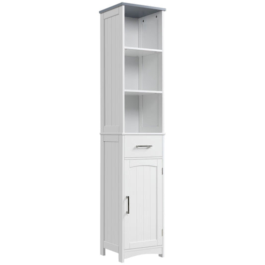 kleankin Tall Bathroom Storage Cabinet with 3 Tier Shelf