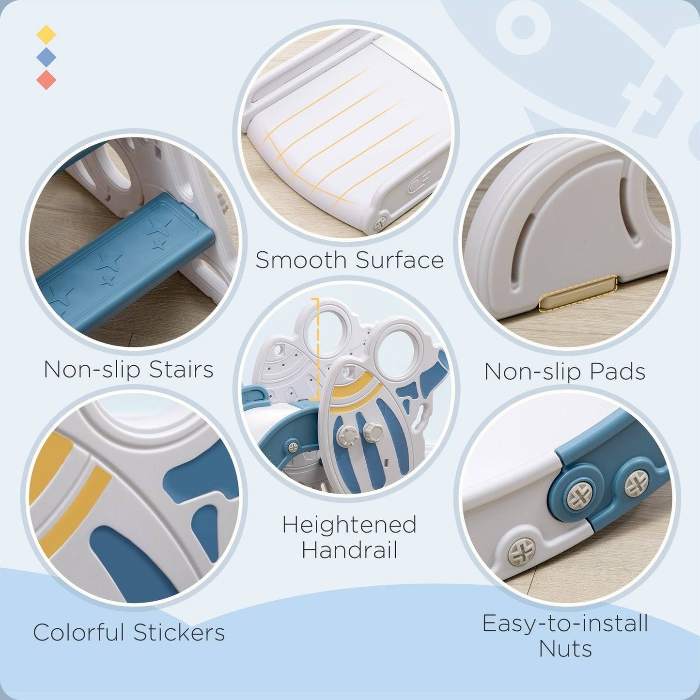 Space Freestanding Baby Slide 1.5 To 3 Years Blue & Grey by Aiyaplay