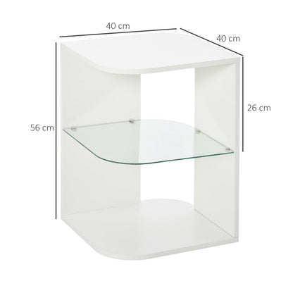 Modern Side Table Three Layer Bedside Table Nightstand with 2 Storage Shelves