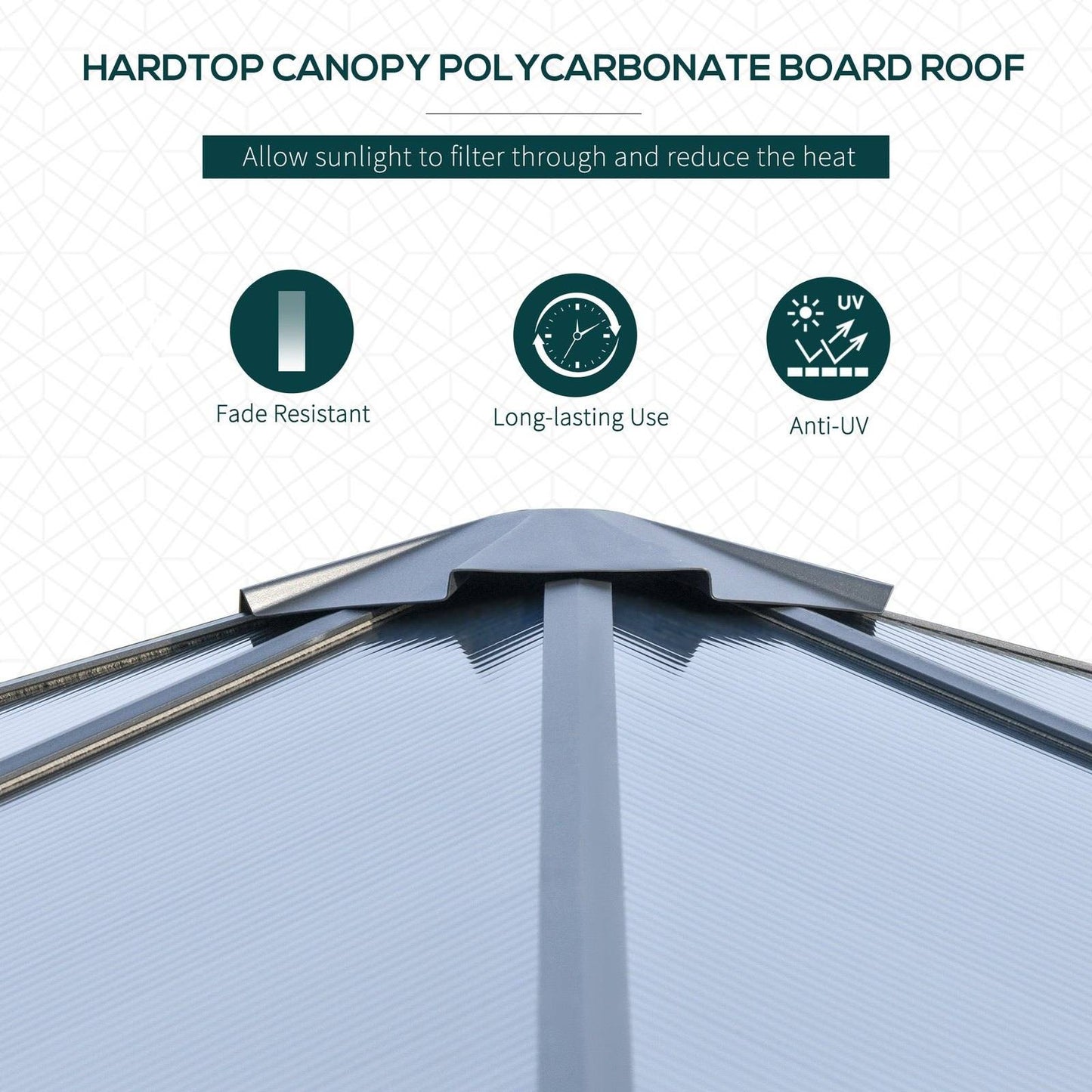 3 x 3M Hardtop Gazebo with UV Resistant Polycarbonate Roof & Aluminium Frame