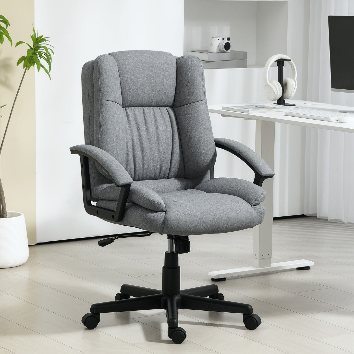 HOMCOM Swivel Executive Office Chair Mid Back Chair w/ Arm, Grey