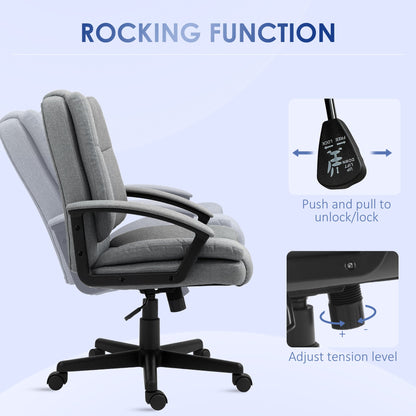 HOMCOM Swivel Executive Office Chair Mid Back Chair w/ Arm, Grey
