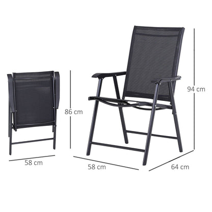 Steel Frame Set of 2 Foldable Outdoor Garden Chairs Black