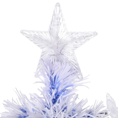 Homcom 4FT Artificial Fibre Optic Christmas Tree Seasonal Decoration with LED Lights Pre-Lit Easy Store White Blue