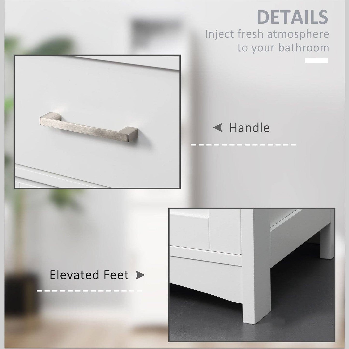 kleankin Tall Bathroom Storage Cabinet with 3 Tier Shelf
