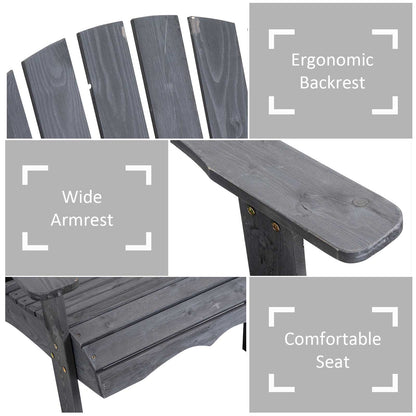Wooden Outdoor Double Adirondack Chairs Loveseat w/ Centre Table and Umbrella Hole