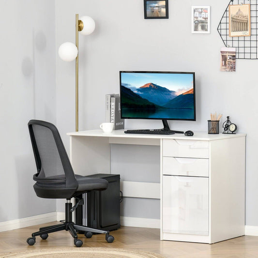High Gloss Computer Desk with Drawers