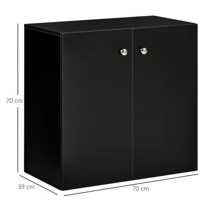 Storage Cabinet With Two Shelves Wooden Sideboard Freestanding Kitchen Cupboard Bookcase Black