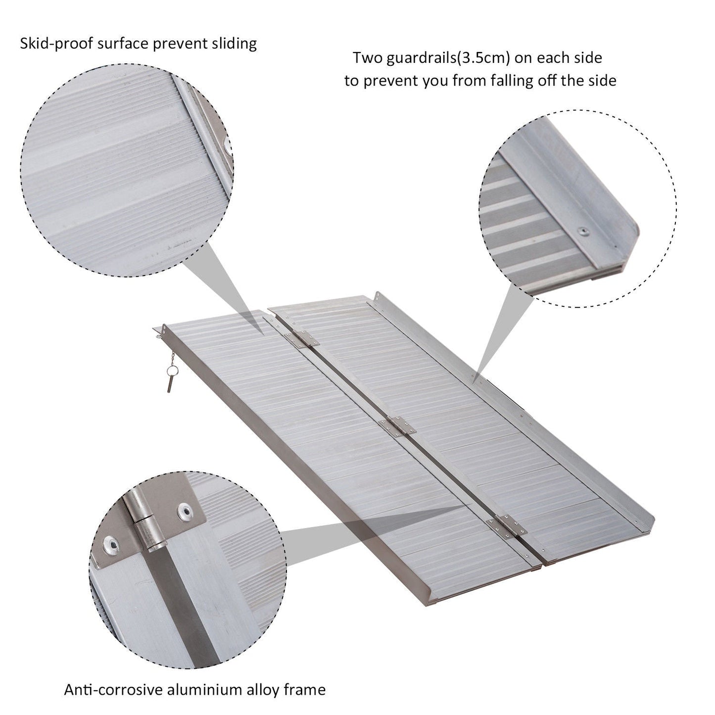 Folding Aluminium Ramp Wheelchairs/Scooters/Pet Mobility Ramp W/Handle 40"