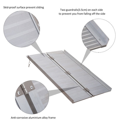Folding Aluminium Ramp Wheelchairs/Scooters/Pet Mobility Ramp W/Handle 40"