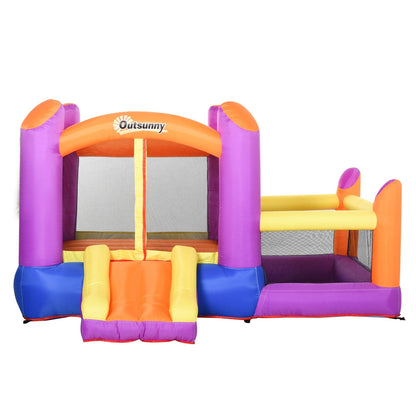 Outsunny Kids Bouncy Castle House Inflatable Trampoline Slide Water Pool 3 In 1 With Blower For Kids Age 3-8 Multi-Color 2.8 X 2.5 X 1.7M