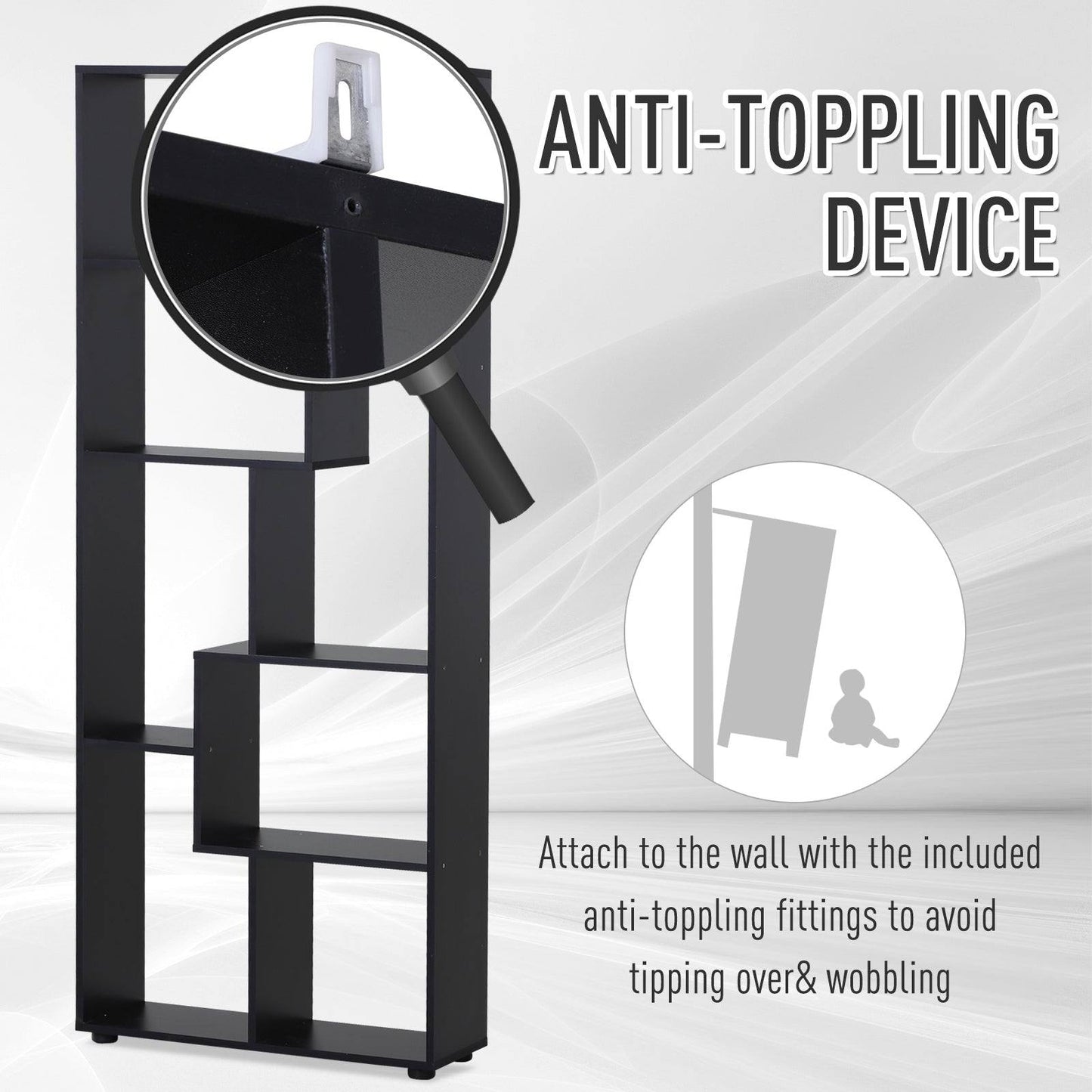 Eight-Section Tall Shelving Unit - Black