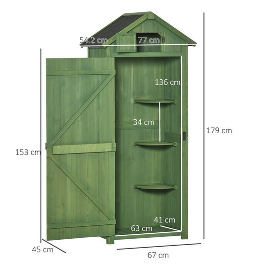 Rustica 179cm Single Door Apex Garden Store Fir Wood Green by Steadfast