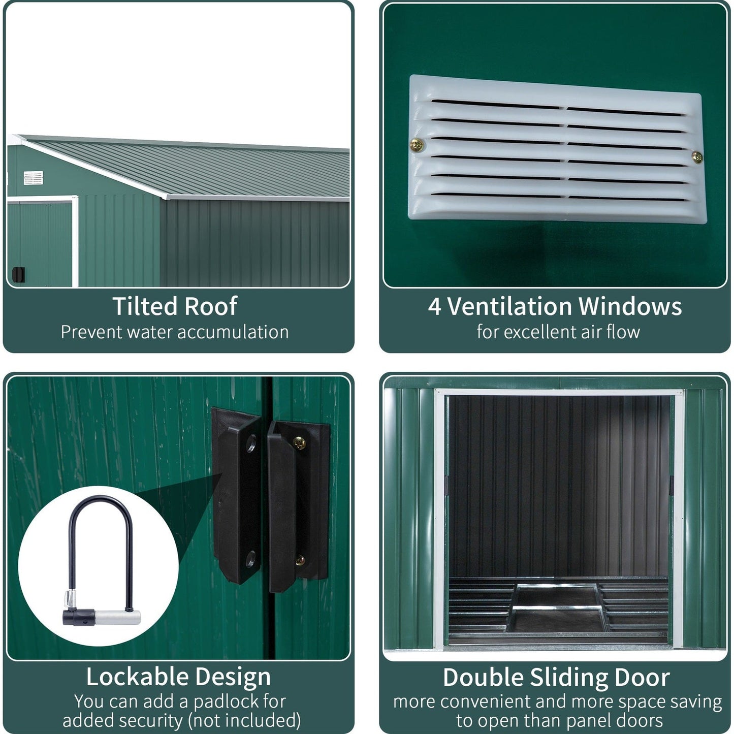 Galvanised 12.5 x 11' Sliding Double Door Apex Garden Shed Steel Green by Steadfast