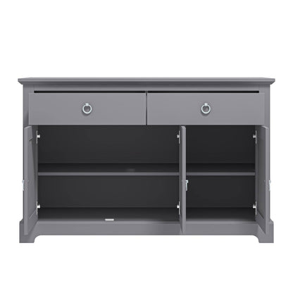 Honition Large Sideboard Grey 3 Doors 4 Shelves 2 Drawers