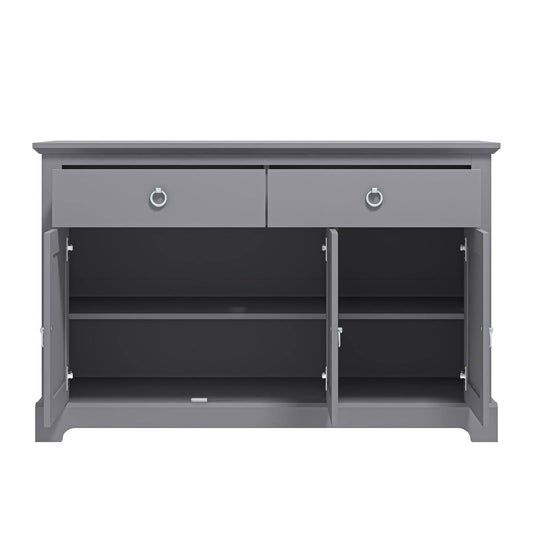 Honition Large Sideboard Grey 3 Doors 4 Shelves 2 Drawers