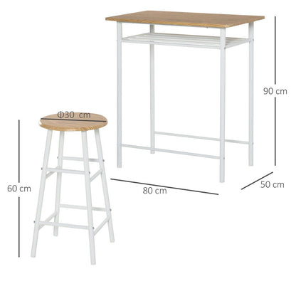 3-Piece Dining Kitchen Set with 1 Table and 2 Matching Chairs for Home Pub Cafe