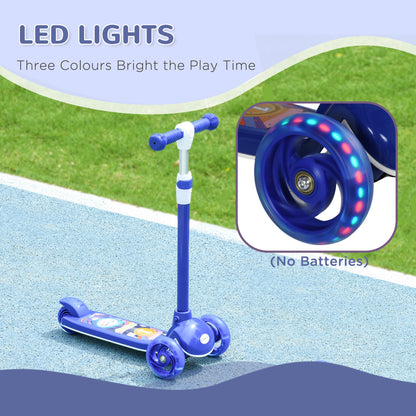 AIYAPLAY Kids 3 Wheel Scooter for 2-6 Years Old with Adjustable Height, LED Light, TPE Handlebar in Blue