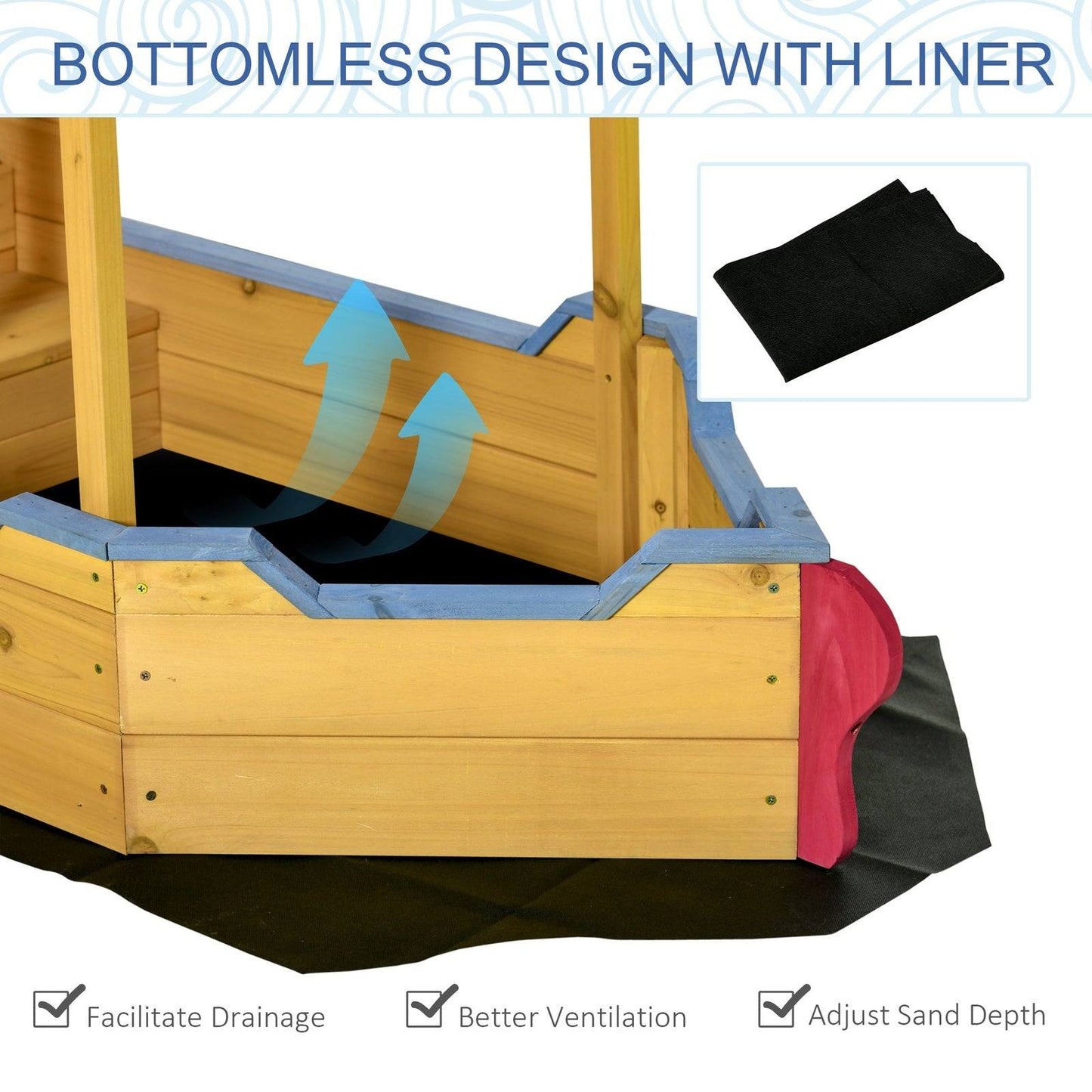 Kids Wooden Sandbox