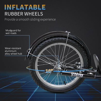 Kids Scooter Adjustable w/ Inflatable Wheel Brake Basket Cupholder Mudguard