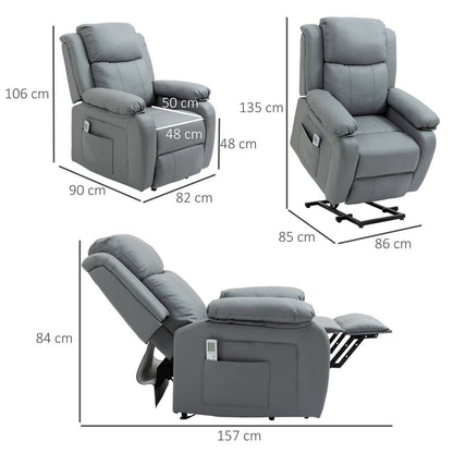 Electric Power Lift Recliner Chair Vibration Massage Reclining Chair with Remote Control and Side Pocket