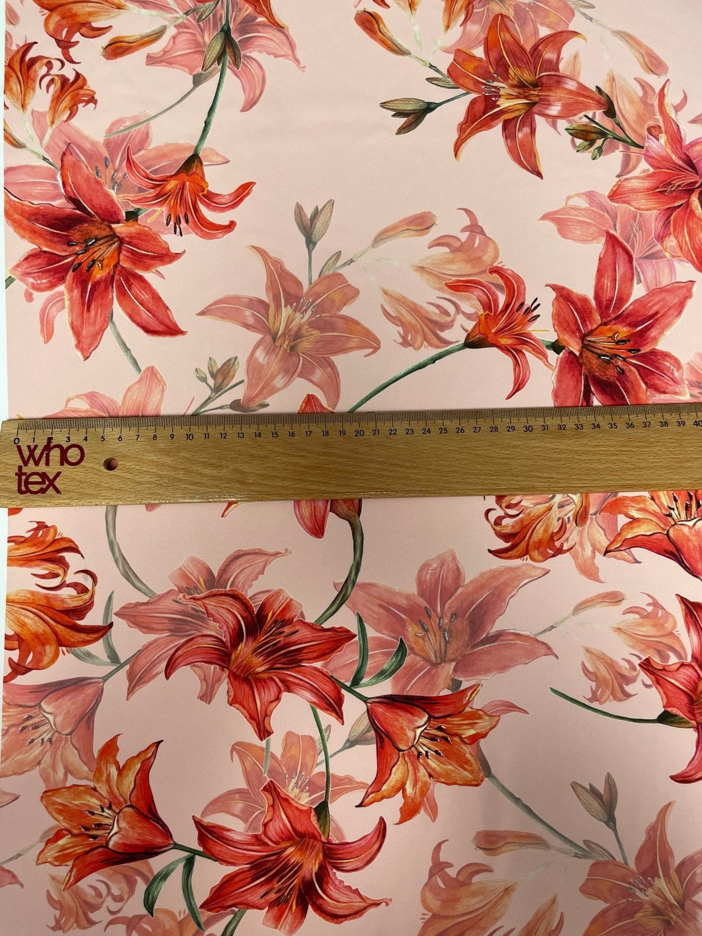 Orange and Red Lily Floral Fabric