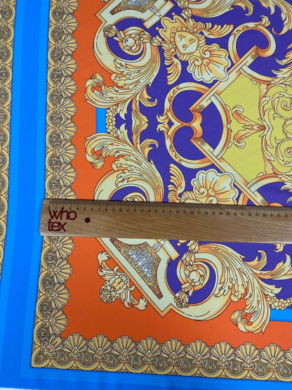 Orange & Blue Baroque Crepe Fabric by the Metre – Fashion