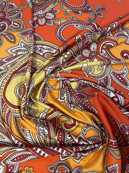 Orange & Pink Paisley Fabric by the Metre – Vibrant Design