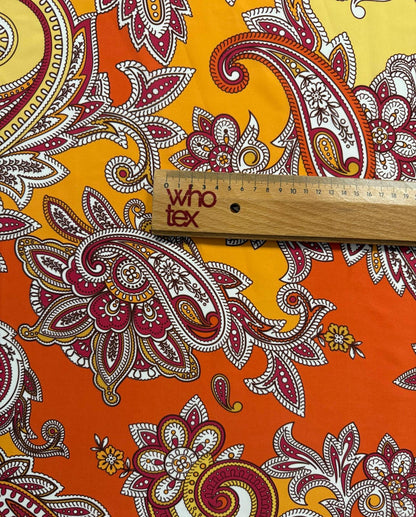 Orange & Pink Paisley Fabric by the Metre