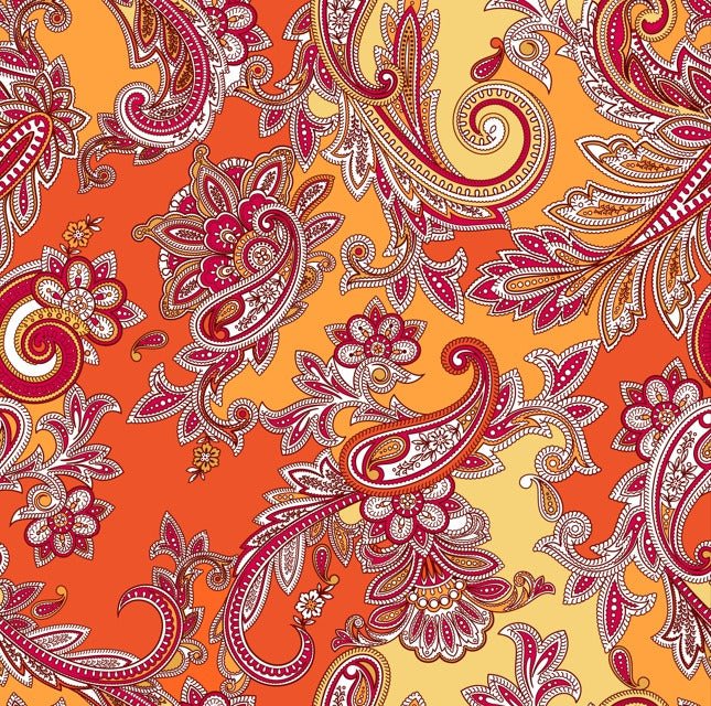 Orange & Pink Paisley Fabric by the Metre – Vibrant Design