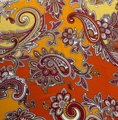 Orange & Pink Paisley Fabric by the Metre