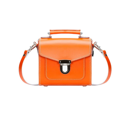 Handmade Leather Sugarcube Handbag - Orange